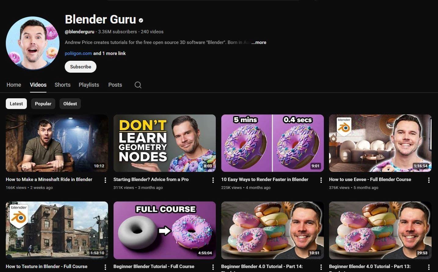 blender guru youtube channel