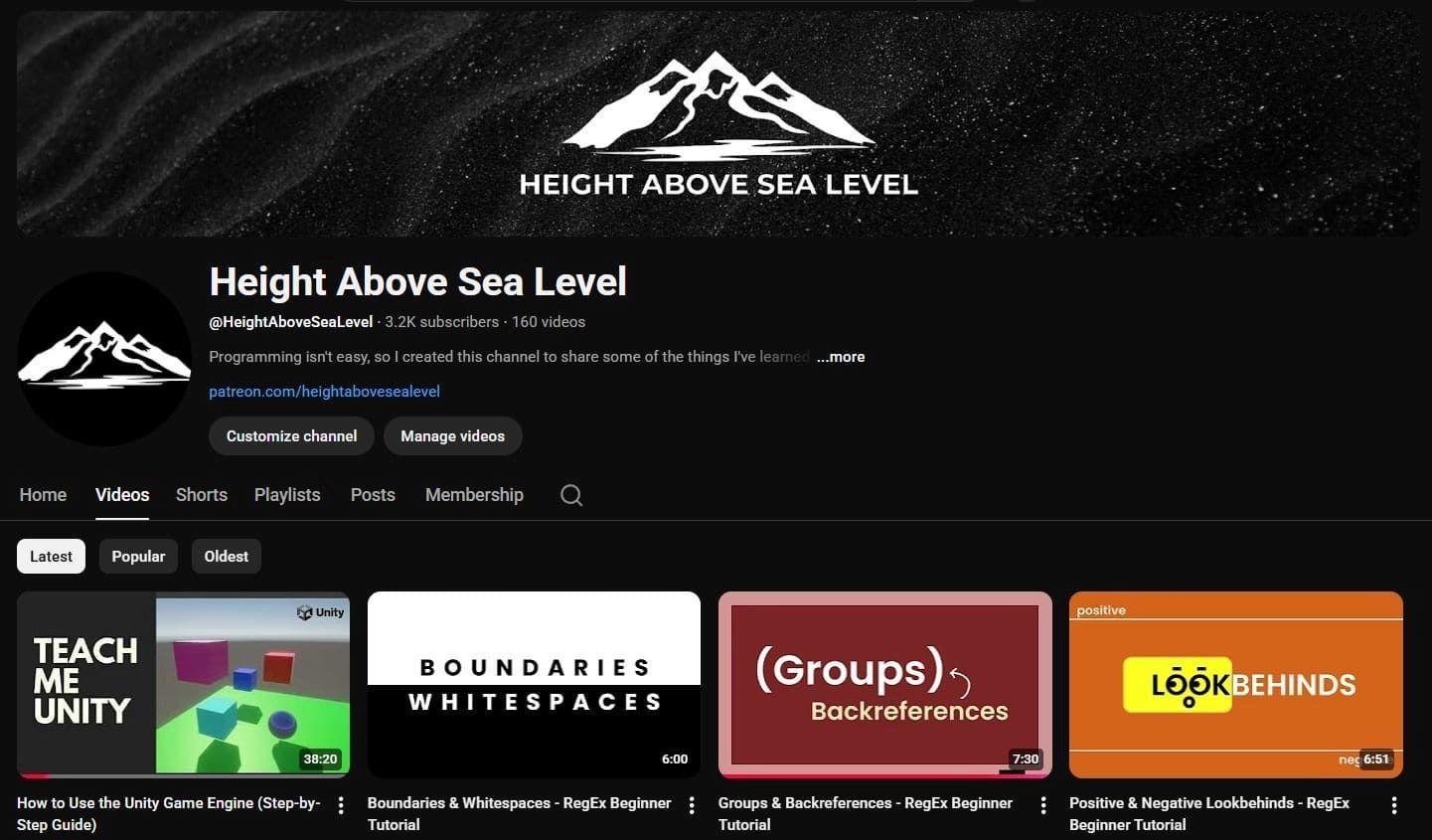 height above sea level youtube channel