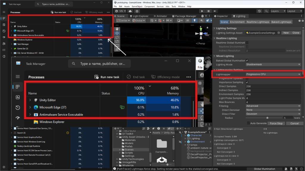 CPU usage when baking lights with "Progressive CPU".