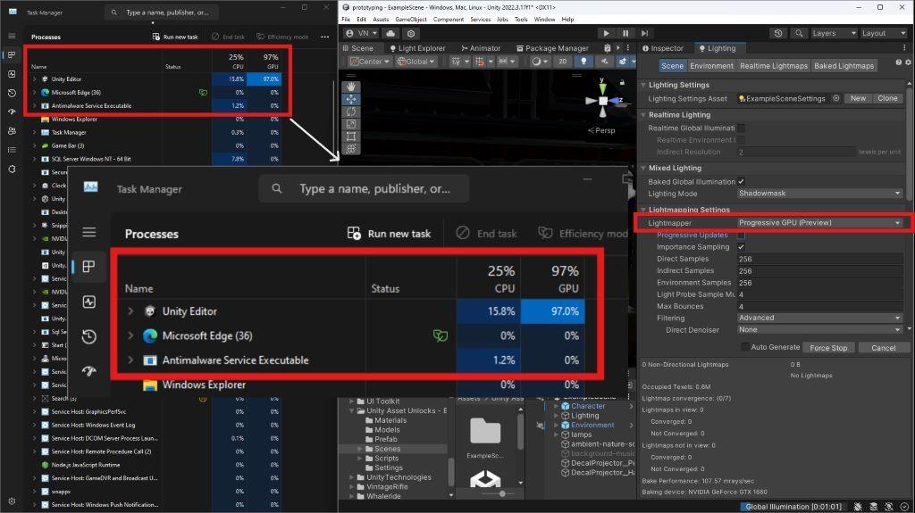GPU usage when baking lights with "Progressive GPU".
