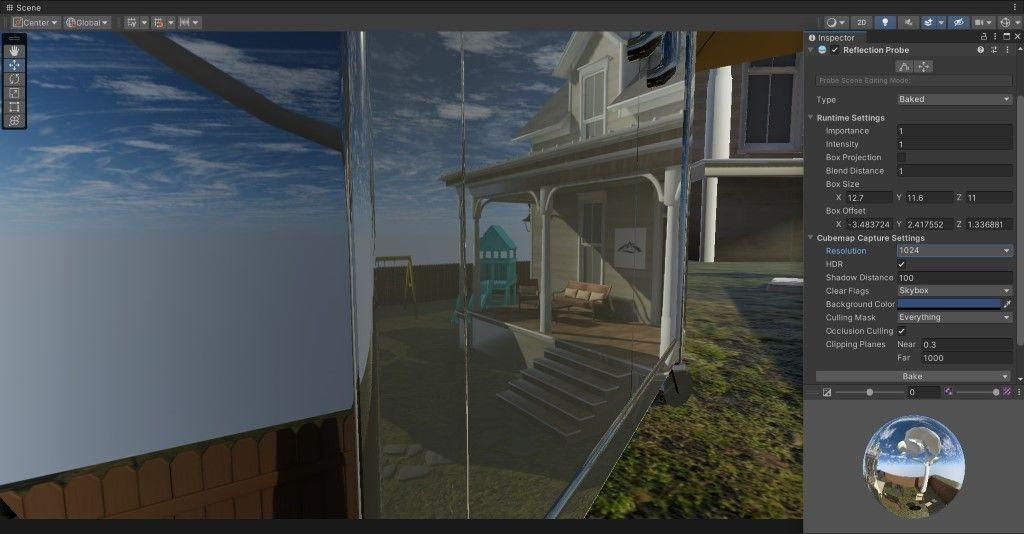 Detailed reflection from a high-resolution reflection probe.