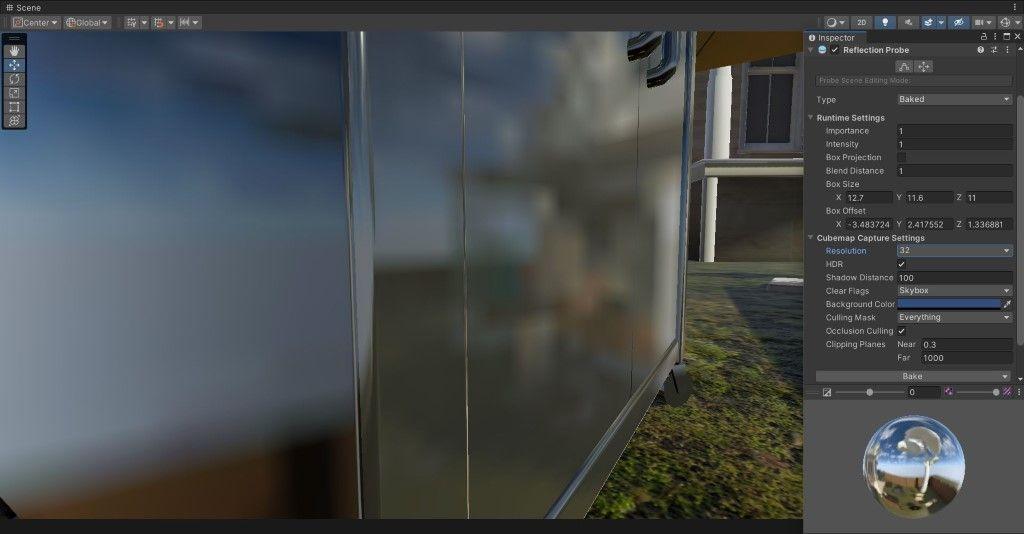 Reflection from a 32-units resolution reflection probe.