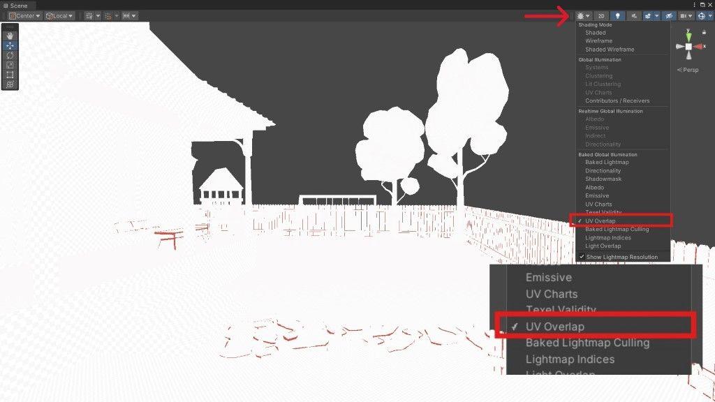 A white silhouette of a backyard in Unity.